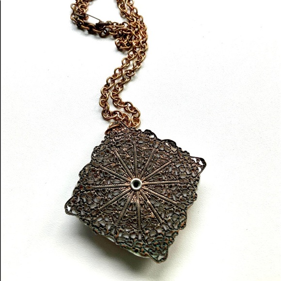 VTG 50s Copper Confetti Lucite Shield Demi Parure - Picture 5 of 9